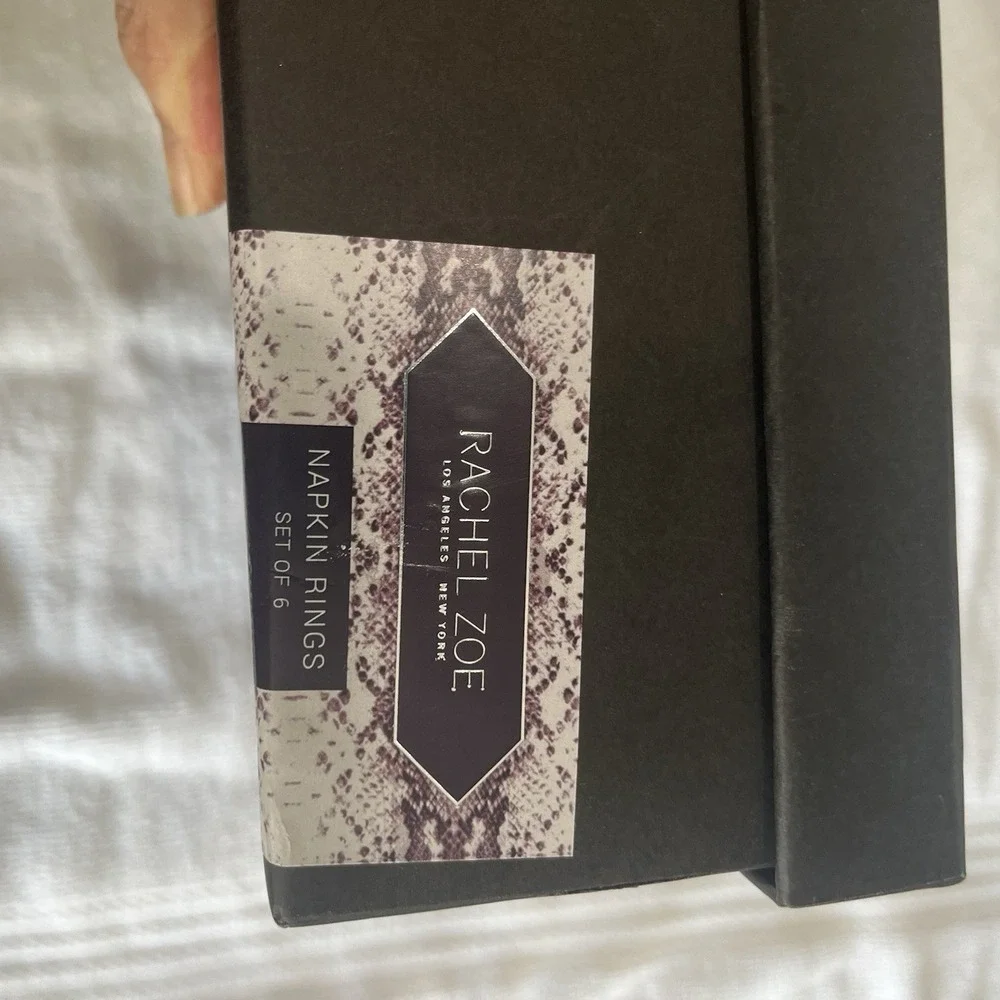 Rachel Zoe Set Of 6 Skull Napkin Rings See Hear Speak No Evil Antique Gold Metal